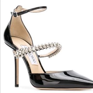 Jimmy Choo Black Leather Patent Pumps